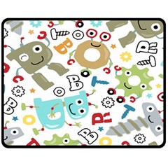 Seamless Pattern Vector With Funny Robot Cartoon Fleece Blanket (medium)  by Wegoenart