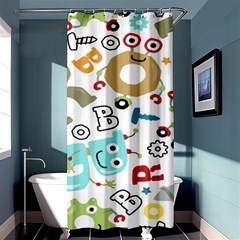 Seamless Pattern Vector With Funny Robot Cartoon Shower Curtain 36  X 72  (stall)  by Wegoenart