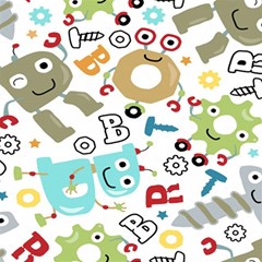 Seamless Pattern Vector With Funny Robot Cartoon Play Mat (rectangle) by Wegoenart