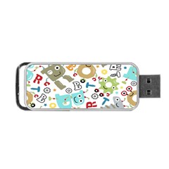 Seamless Pattern Vector With Funny Robot Cartoon Portable Usb Flash (two Sides) by Wegoenart