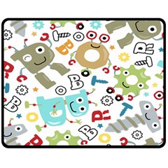 Seamless Pattern Vector With Funny Robot Cartoon Double Sided Fleece Blanket (medium)  by Wegoenart