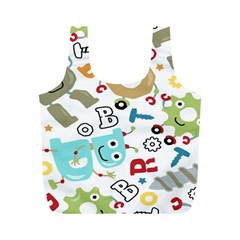 Seamless Pattern Vector With Funny Robot Cartoon Full Print Recycle Bag (m) by Wegoenart