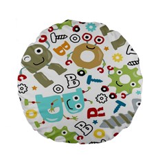 Seamless Pattern Vector With Funny Robot Cartoon Standard 15  Premium Flano Round Cushions by Wegoenart