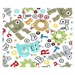 Seamless Pattern Vector With Funny Robot Cartoon Double Sided Flano Blanket (small)  by Wegoenart