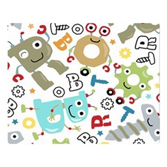 Seamless Pattern Vector With Funny Robot Cartoon Double Sided Flano Blanket (large)  by Wegoenart