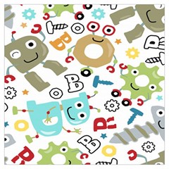 Seamless Pattern Vector With Funny Robot Cartoon Lightweight Scarf  by Wegoenart