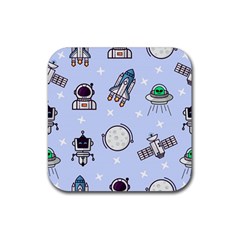 Seamless Pattern With Space Theme Rubber Coaster (square) by Wegoenart