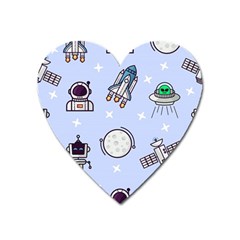 Seamless Pattern With Space Theme Heart Magnet by Wegoenart