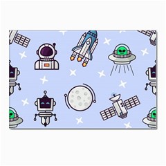 Seamless Pattern With Space Theme Postcard 4 x 6  (pkg Of 10) by Wegoenart