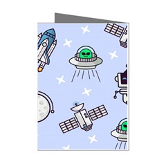 Seamless Pattern With Space Theme Mini Greeting Cards (pkg Of 8)