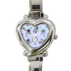 Seamless Pattern With Space Theme Heart Italian Charm Watch by Wegoenart