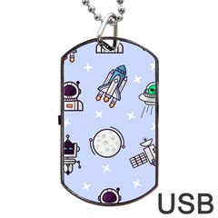 Seamless Pattern With Space Theme Dog Tag Usb Flash (two Sides) by Wegoenart