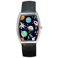 Space Seamless Pattern Barrel Style Metal Watch by Wegoenart