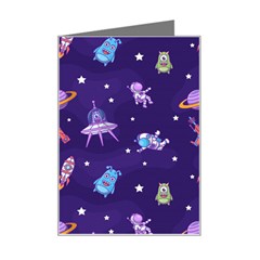 Space Seamless Pattern Mini Greeting Card by Wegoenart