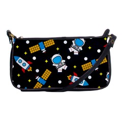 Seamless Adventure Space-vector Pattern Background Shoulder Clutch Bag by Wegoenart