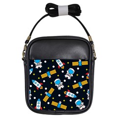 Seamless Adventure Space-vector Pattern Background Girls Sling Bag by Wegoenart