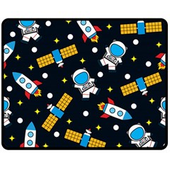 Seamless Adventure Space-vector Pattern Background Double Sided Fleece Blanket (medium)  by Wegoenart