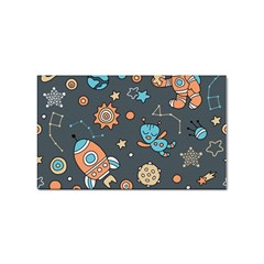 Rocketship Astronaut Space Seamless Pattern Sticker Rectangular (10 Pack)