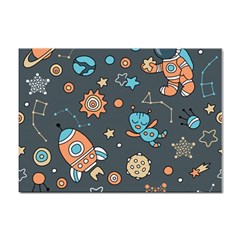 Rocketship Astronaut Space Seamless Pattern Sticker A4 (10 Pack)