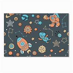 Rocketship Astronaut Space Seamless Pattern Postcards 5  X 7  (pkg Of 10)