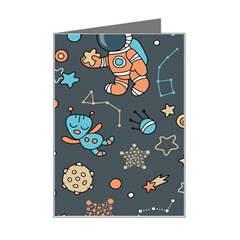 Rocketship Astronaut Space Seamless Pattern Mini Greeting Card