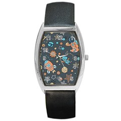 Rocketship Astronaut Space Seamless Pattern Barrel Style Metal Watch by Wegoenart