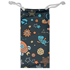 Rocketship Astronaut Space Seamless Pattern Jewelry Bag by Wegoenart