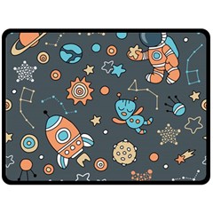 Rocketship Astronaut Space Seamless Pattern Double Sided Fleece Blanket (large)  by Wegoenart