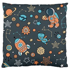 Rocketship Astronaut Space Seamless Pattern Large Flano Cushion Case (two Sides) by Wegoenart