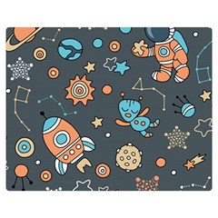 Rocketship Astronaut Space Seamless Pattern Double Sided Flano Blanket (medium)  by Wegoenart