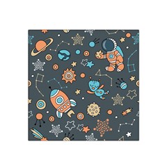 Rocketship Astronaut Space Seamless Pattern Satin Bandana Scarf 22  X 22  by Wegoenart