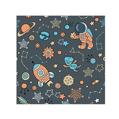 Rocketship Astronaut Space Seamless Pattern Square Satin Scarf (30  X 30 ) by Wegoenart