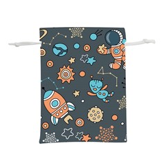 Rocketship Astronaut Space Seamless Pattern Lightweight Drawstring Pouch (m) by Wegoenart