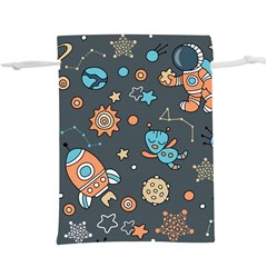 Rocketship Astronaut Space Seamless Pattern  Lightweight Drawstring Pouch (xl) by Wegoenart