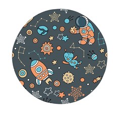 Rocketship Astronaut Space Seamless Pattern Mini Round Pill Box (pack Of 5) by Wegoenart