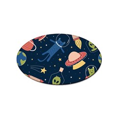 Seamless Pattern With Funny Alien Cat Galaxy Sticker Oval (100 Pack) by Wegoenart