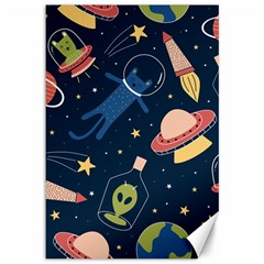 Seamless Pattern With Funny Alien Cat Galaxy Canvas 12  X 18  by Wegoenart