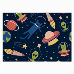 Seamless Pattern With Funny Alien Cat Galaxy Large Glasses Cloth (2 Sides) by Wegoenart