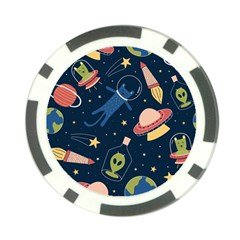 Seamless Pattern With Funny Alien Cat Galaxy Poker Chip Card Guard by Wegoenart