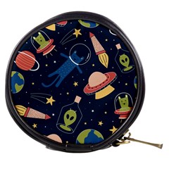 Seamless Pattern With Funny Alien Cat Galaxy Mini Makeup Bag by Wegoenart