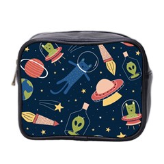 Seamless Pattern With Funny Alien Cat Galaxy Mini Toiletries Bag (two Sides) by Wegoenart