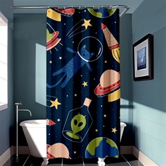 Seamless Pattern With Funny Alien Cat Galaxy Shower Curtain 36  X 72  (stall)  by Wegoenart