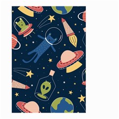 Seamless Pattern With Funny Alien Cat Galaxy Small Garden Flag (two Sides) by Wegoenart