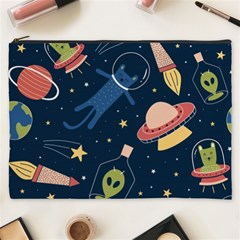 Seamless Pattern With Funny Alien Cat Galaxy Cosmetic Bag (xxxl) by Wegoenart