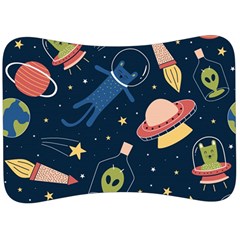 Seamless Pattern With Funny Alien Cat Galaxy Velour Seat Head Rest Cushion by Wegoenart