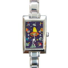 Vector Flat Space Design Background Rectangle Italian Charm Watch