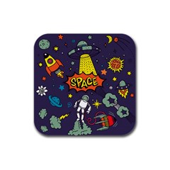 Vector Flat Space Design Background Rubber Square Coaster (4 pack)