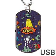 Vector Flat Space Design Background Dog Tag USB Flash (Two Sides)