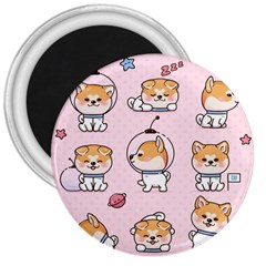 Set Kawaii Smile Japanese Dog Cartoon 3  Magnets by Wegoenart