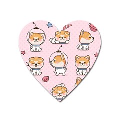 Set Kawaii Smile Japanese Dog Cartoon Heart Magnet by Wegoenart